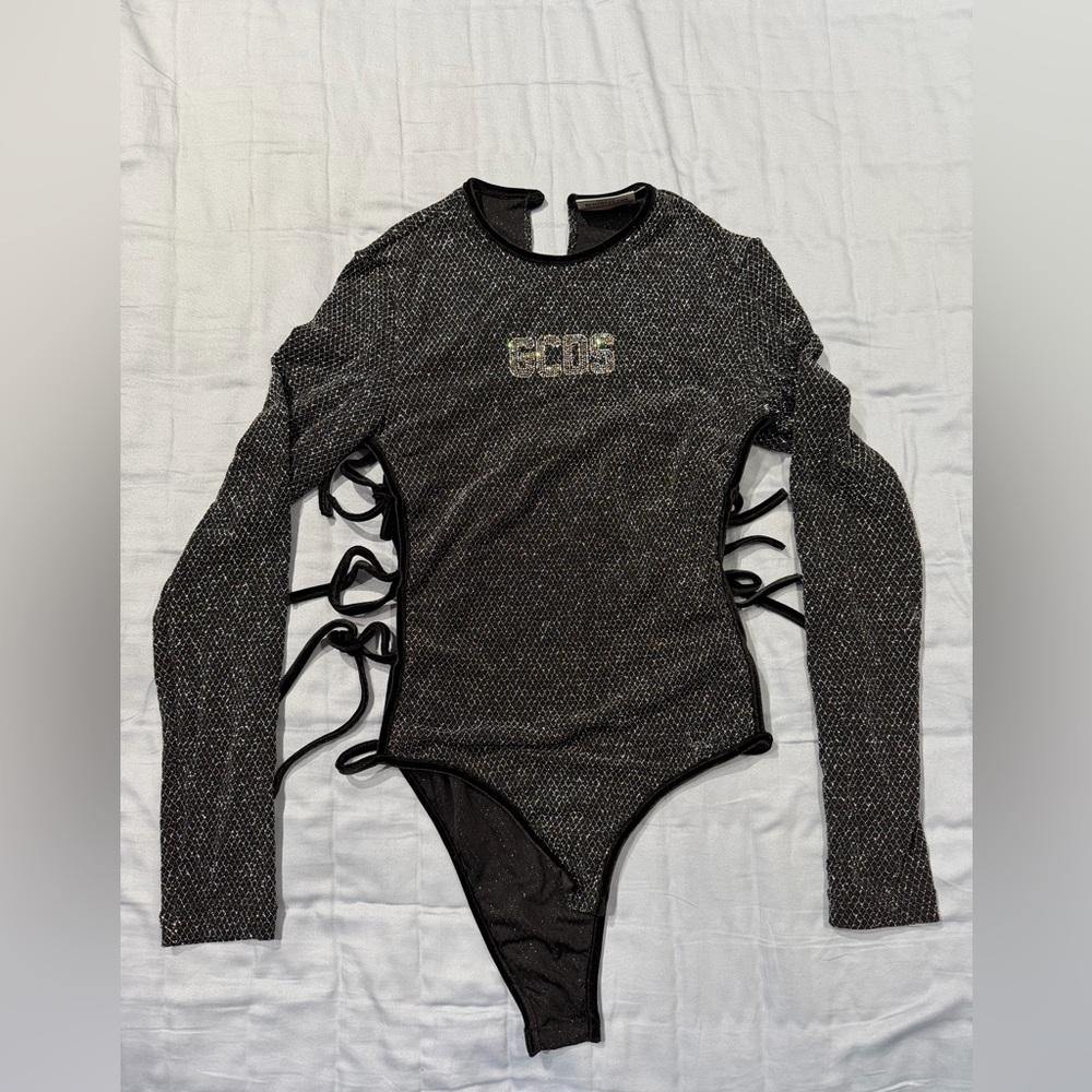 GCDS Black Velvet Bodysuit